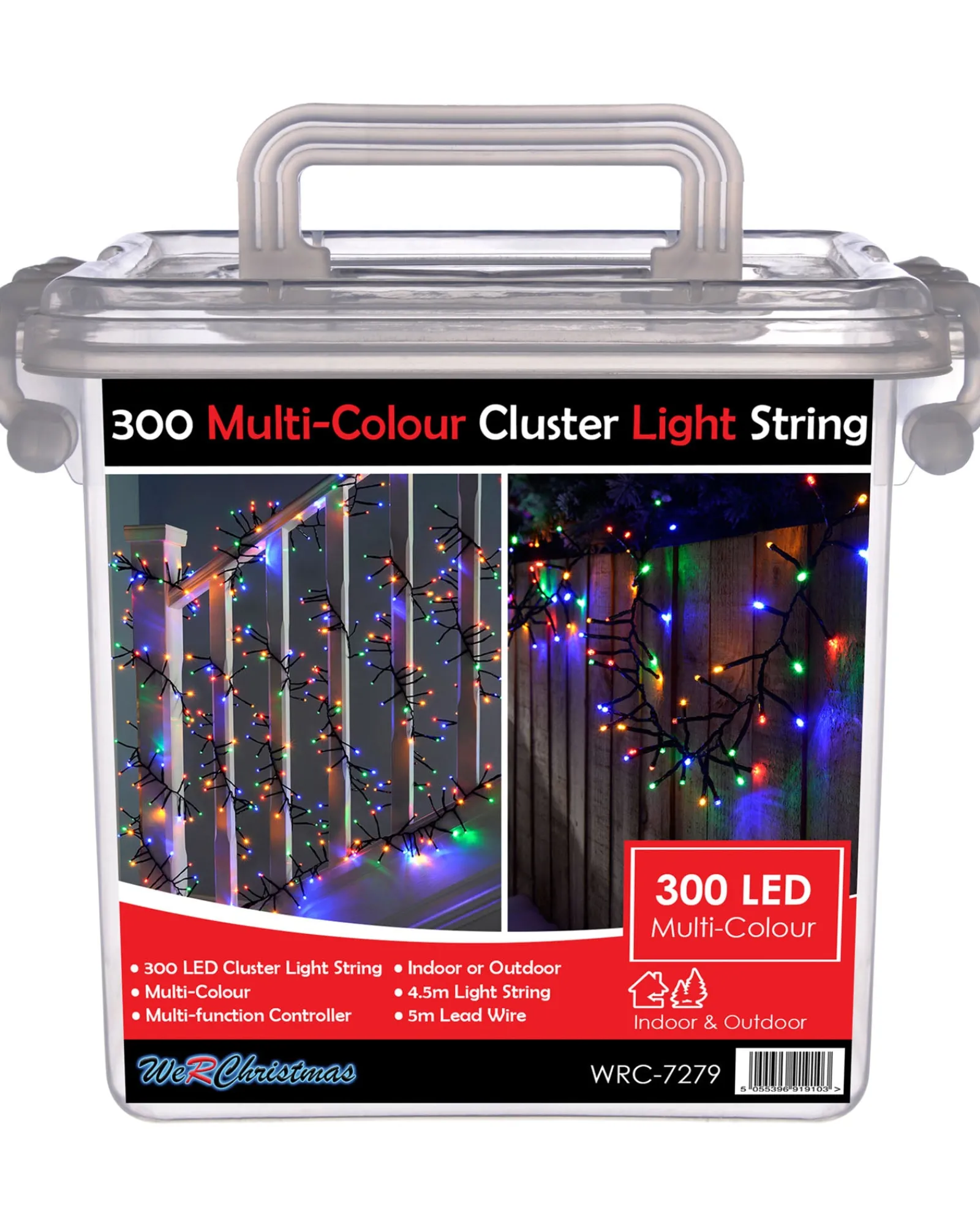 WeRChristmas 180 Chasing Cluster Light String, Multi-Coloured