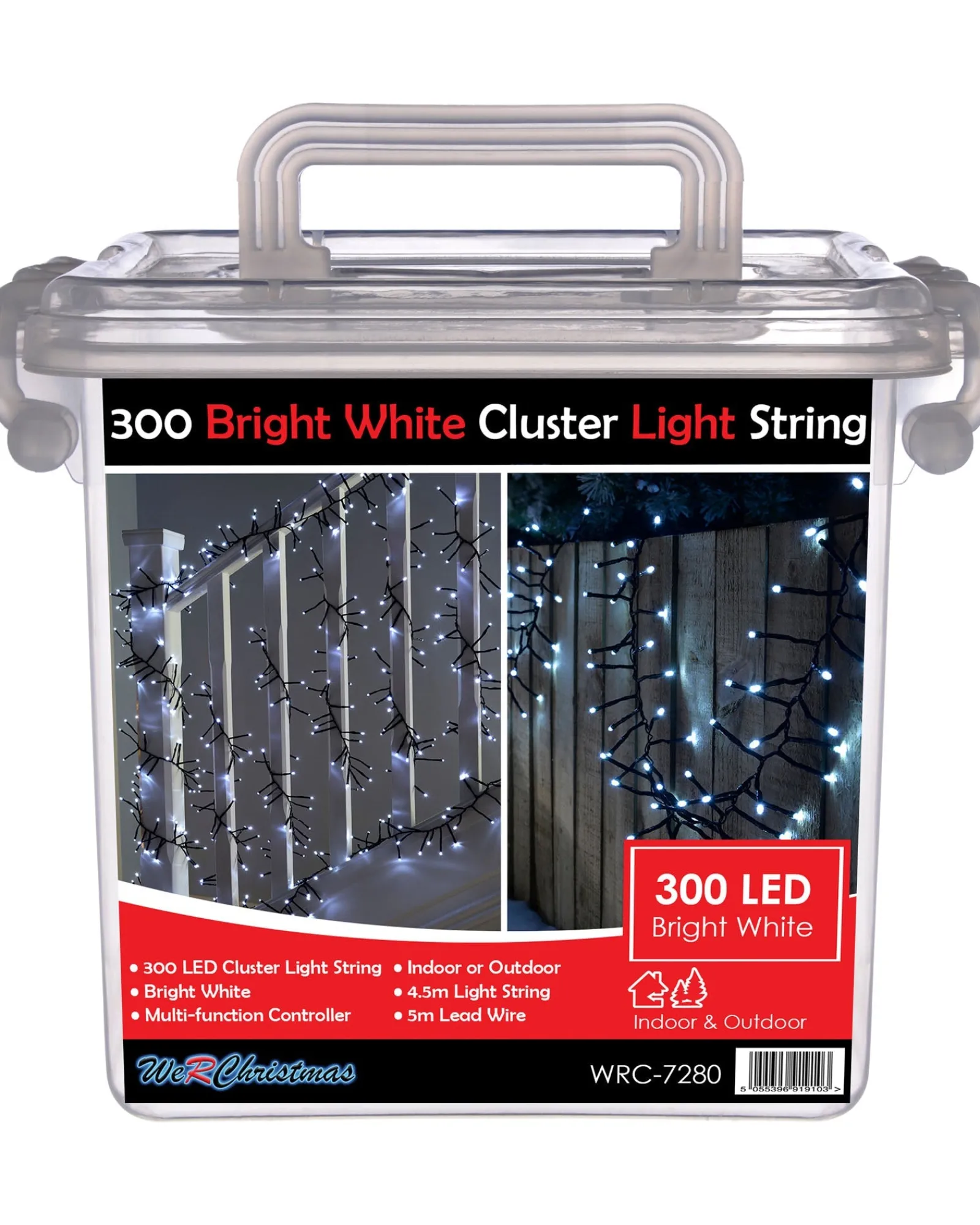 WeRChristmas 240 Chasing Cluster Light String, Bright White