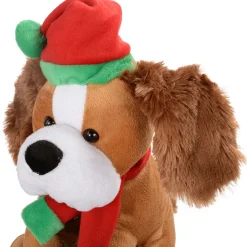 WeRChristmas 30 Cm Standing And Singing Dog With Flapping Ears Christmas Decoration