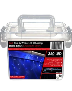 WeRChristmas 360 Icicle LED Light String, Blue/White, 8.8 M