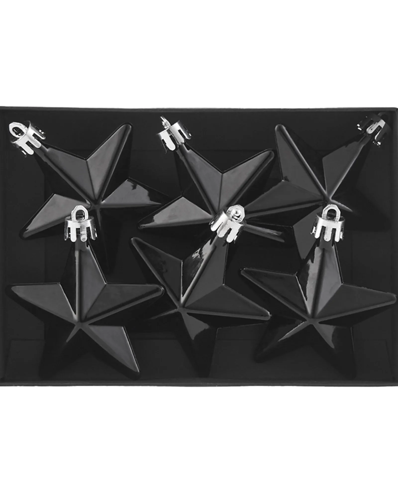 WeRChristmas 6 Pack Of Hanging Stars, Black, 7.5 Cm
