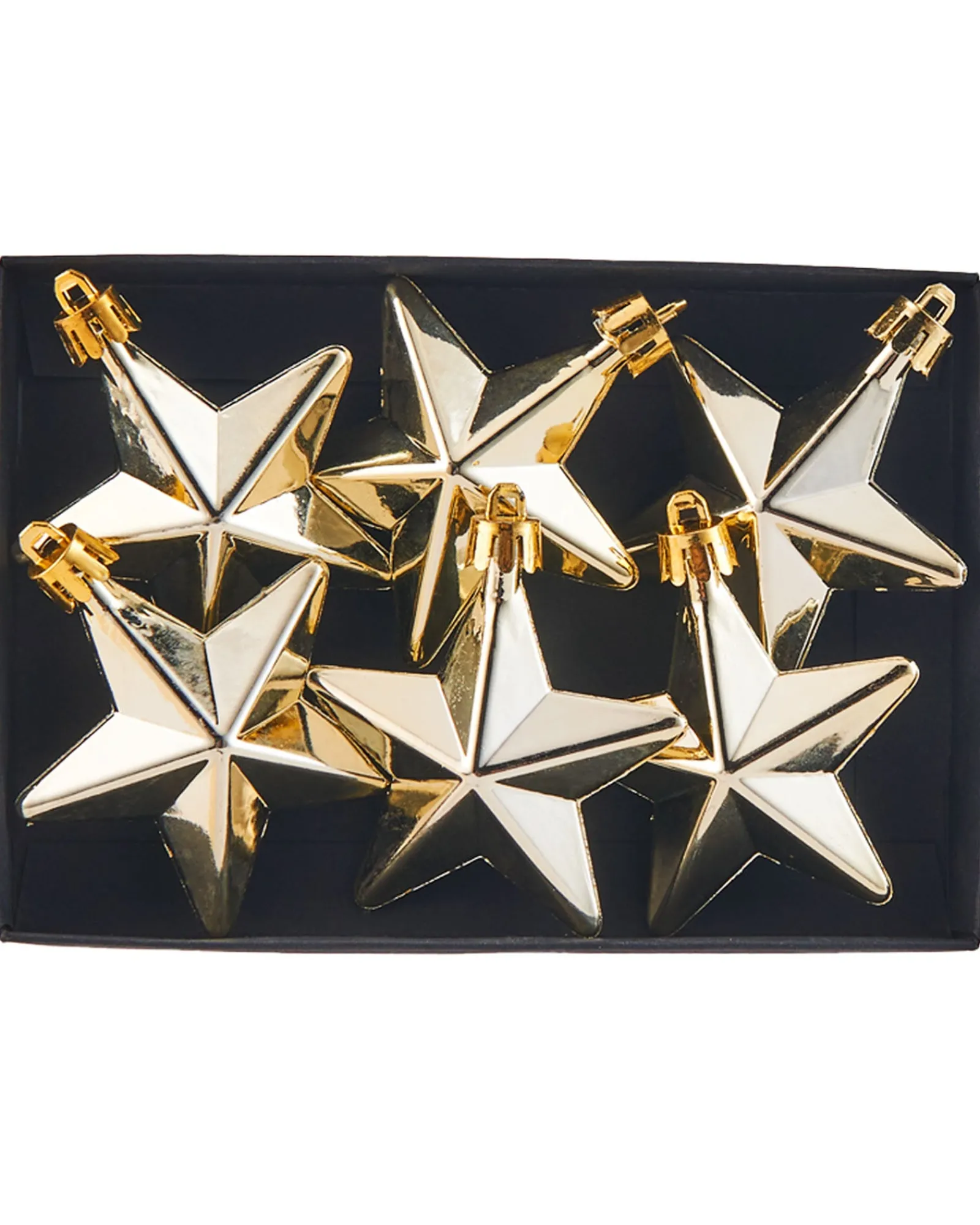 WeRChristmas 6 Pack Of Hanging Stars, Gold, 7.5 Cm