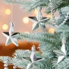 WeRChristmas 6 Pack Of Hanging Stars, Silver, 7.5 Cm