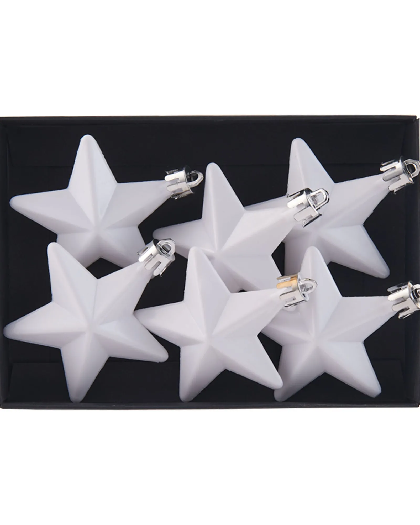 WeRChristmas 6 Pack Of Hanging Stars, White, 7.5 Cm