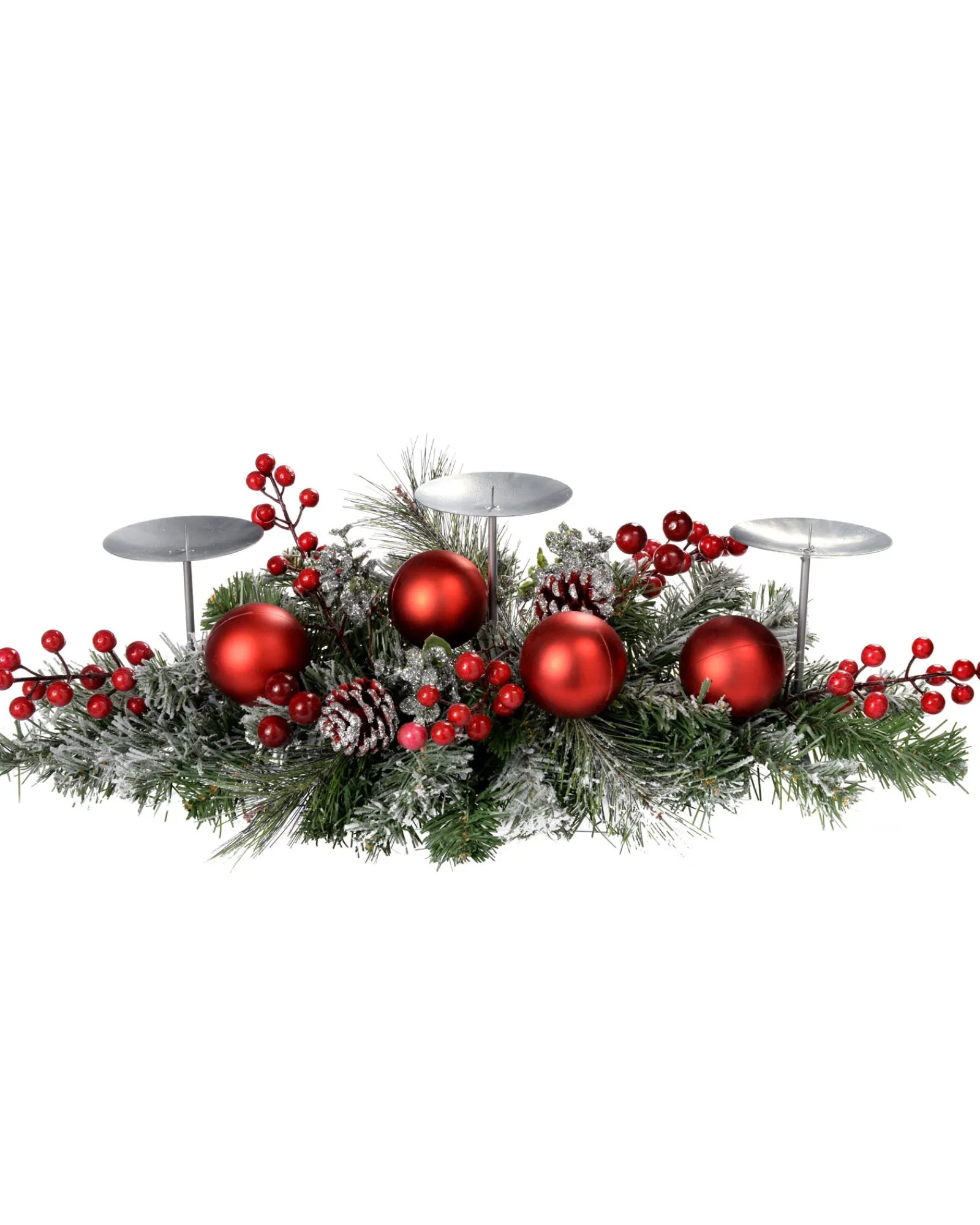 WeRChristmas 3 Pillar Decorated Candle Holder, Frosted