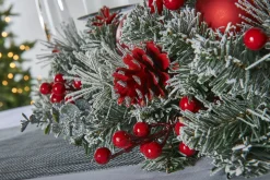 WeRChristmas 3 Pillar Decorated Garland Candle Holder, Frosted, 76 Cm