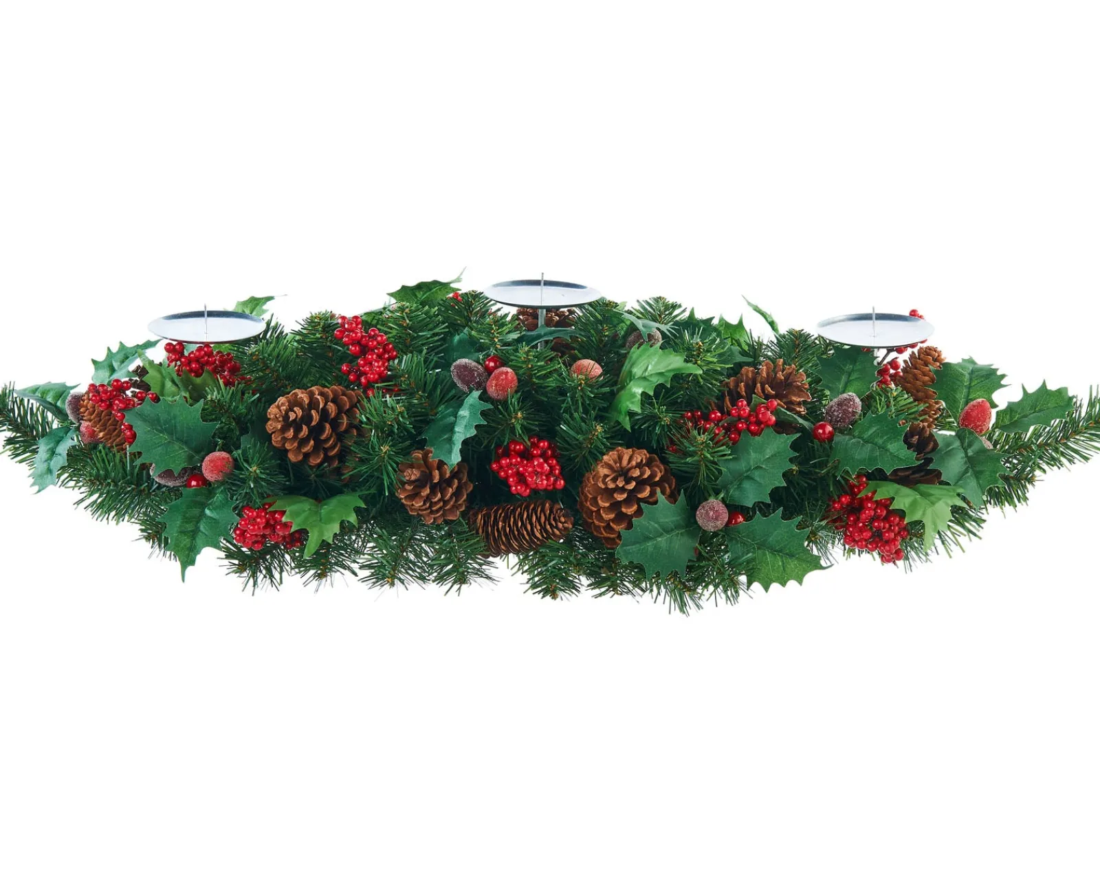 WeRChristmas 3 Pillar Decorated Garland Candle Holder, Red, 76 Cm