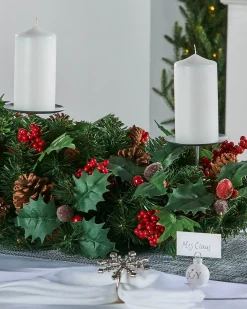 WeRChristmas 3 Pillar Decorated Garland Candle Holder, Red, 76 Cm