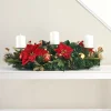 WeRChristmas 3 Pillar Decorated Garland Candle Holder, Red/Gold, 76 Cm