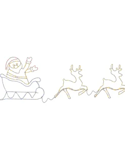 WeRChristmas Animated Reindeer With Santa Sleigh Rope Light Silhouette, 1 M