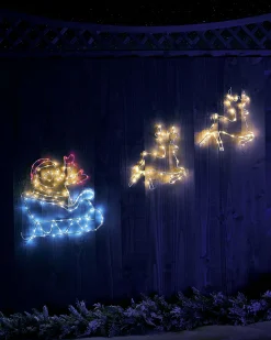 WeRChristmas Animated Reindeer With Santa Sleigh Rope Light Silhouette, 1 M