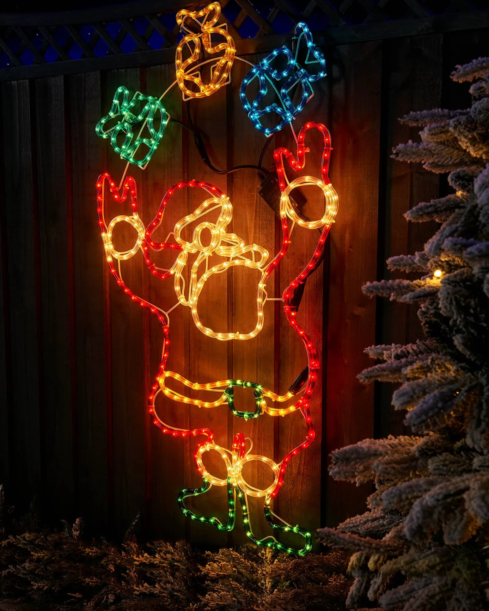 WeRChristmas Animated Santa And Presents Rope Light Silhouette, 114 Cm