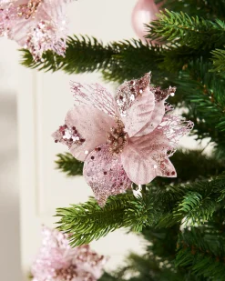 WeRChristmas Artificial Baby Pink Poinsettia Flower With Clip, 3 Pack, 12 Cm