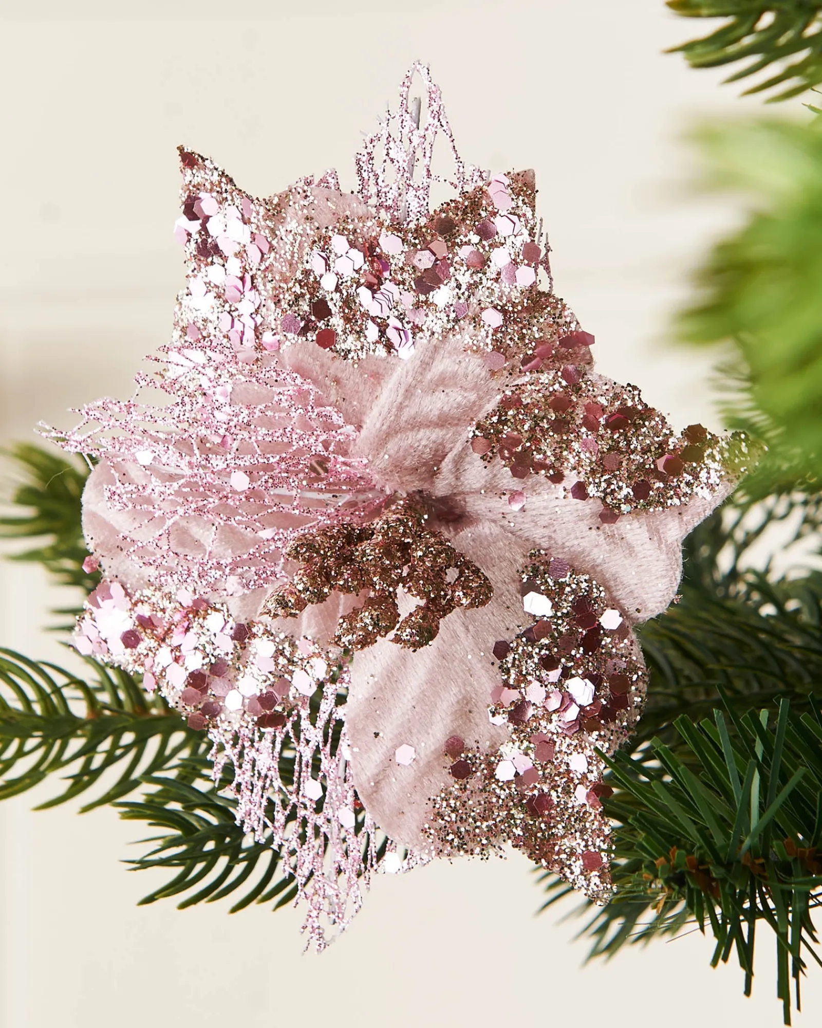WeRChristmas Artificial Baby Pink Poinsettia Flower With Clip, 3 Pack, 12 Cm