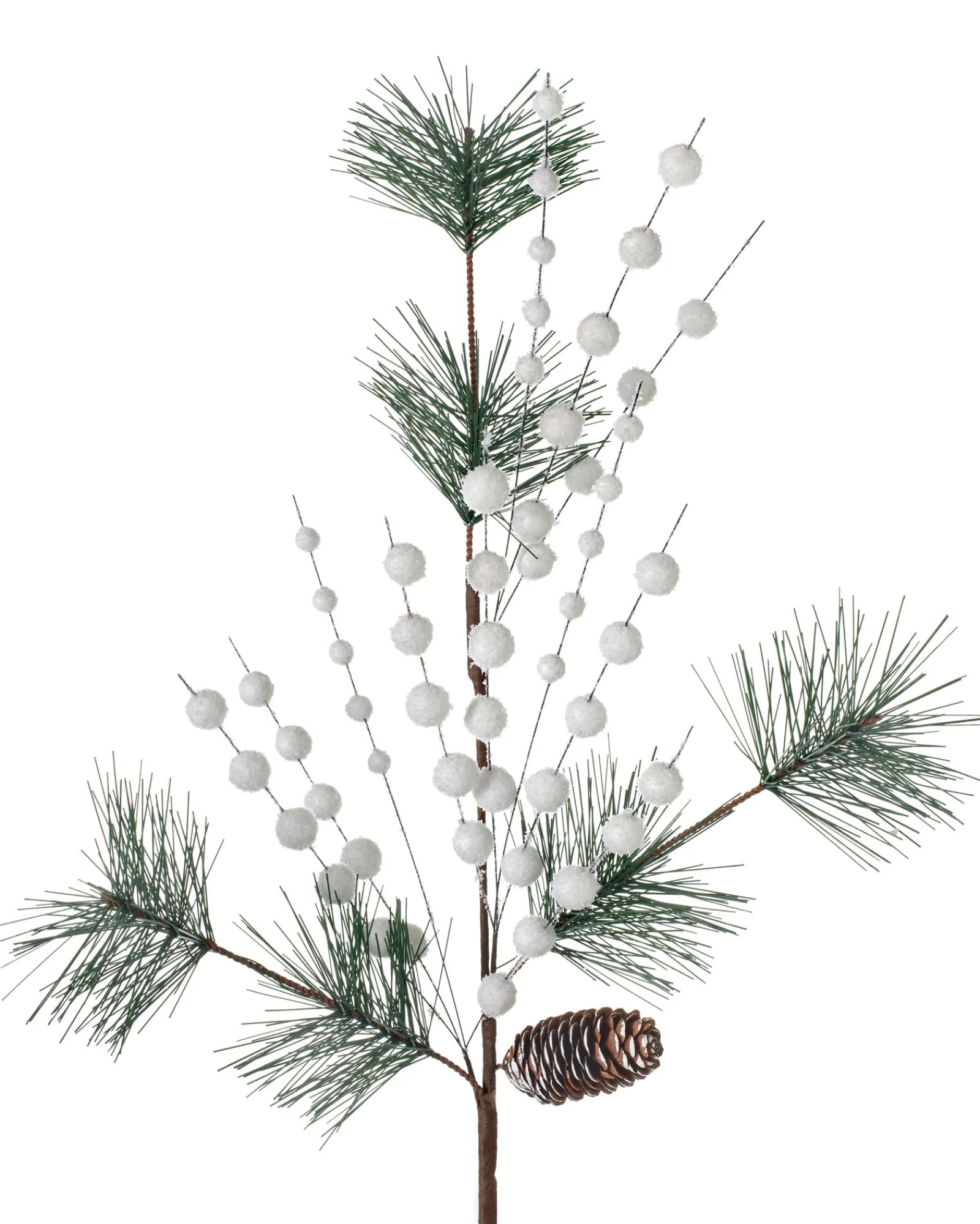 WeRChristmas Artificial Berries And Pinecone Pick, White, 66 Cm