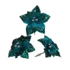 WeRChristmas Artificial Emerald Poinsettia Flower With Clip, 3 Pack, 12 Cm