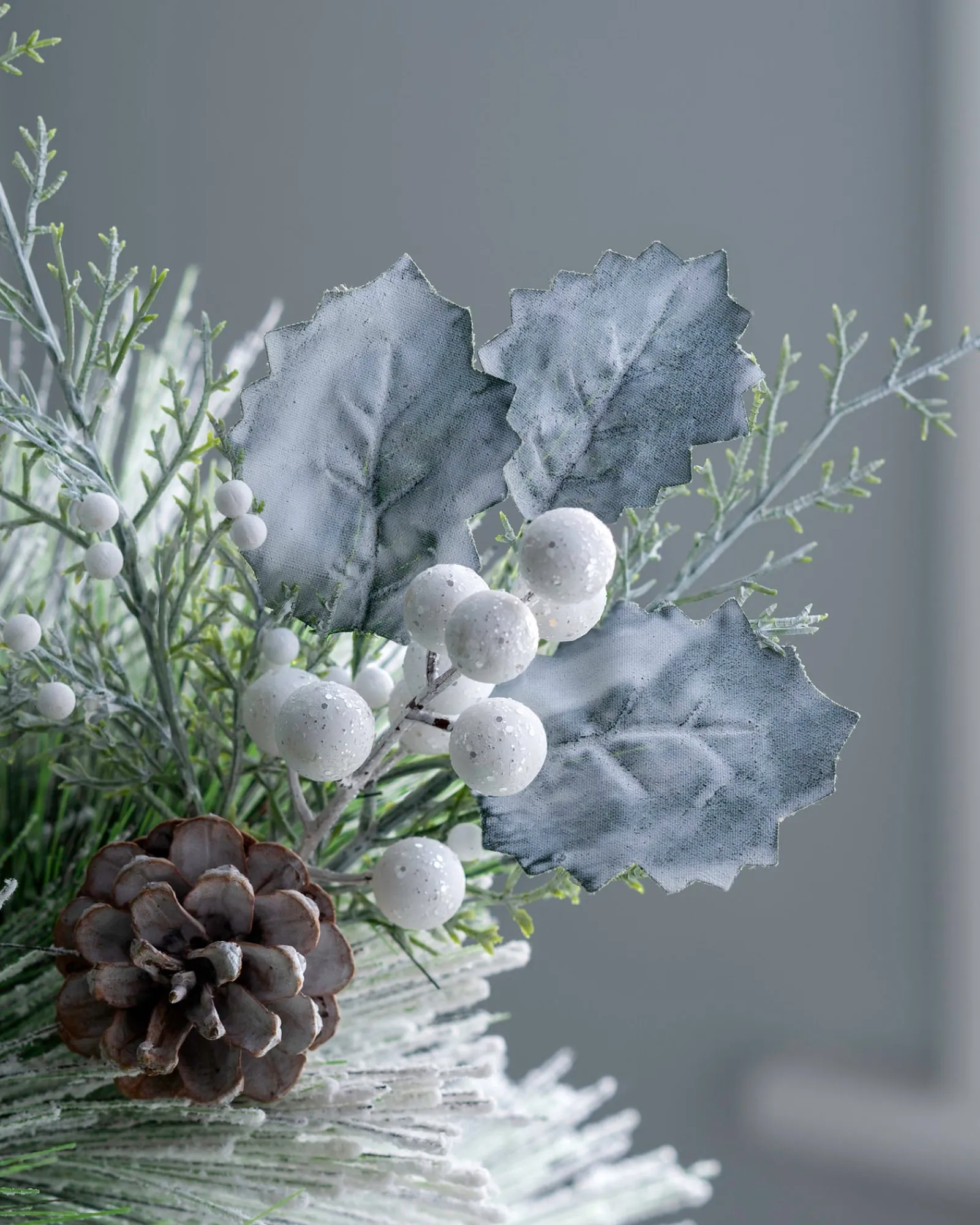 WeRChristmas Artificial Frosted Berries And Pinecones Pick, 20 Cm