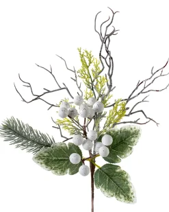 WeRChristmas Artificial Frosted Berries Pick, White, 31 Cm