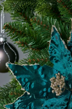 WeRChristmas Artificial Poinsettia Flower, Turquoise, 28 Cm