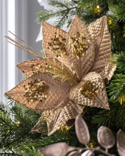 WeRChristmas Artificial Poinsettia Flower, Gold, 30 Cm