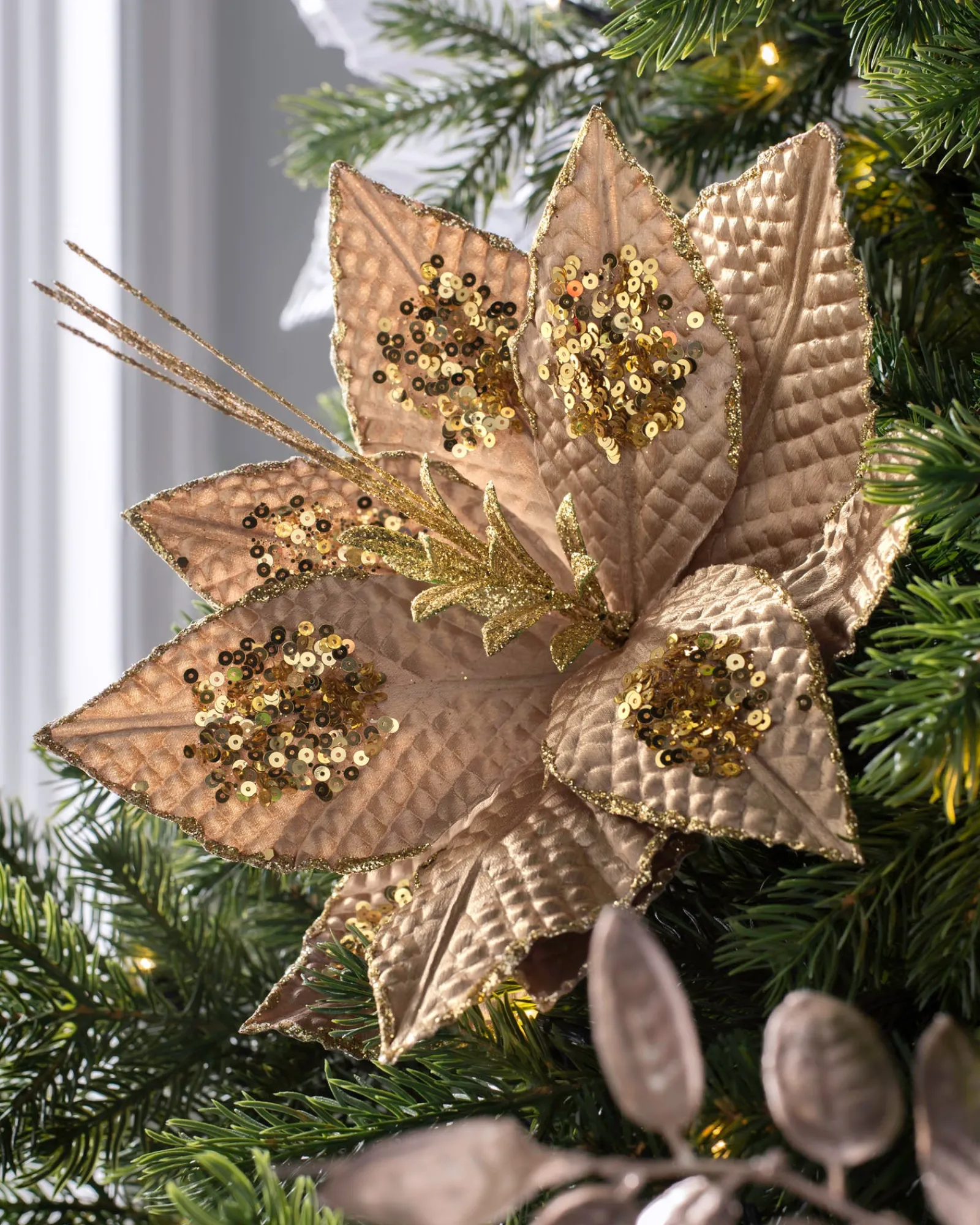 WeRChristmas Artificial Poinsettia Flower, Gold, 30 Cm