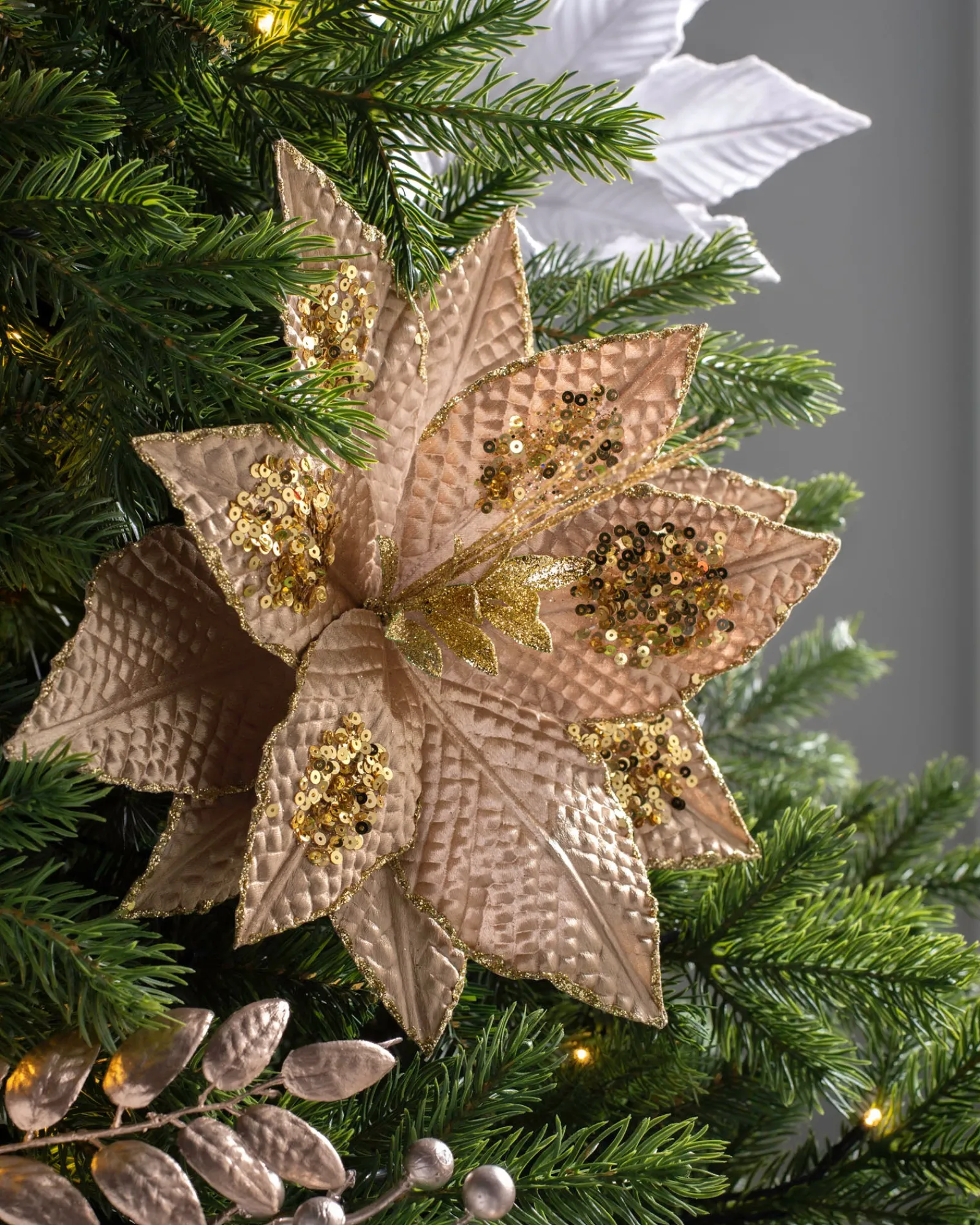 WeRChristmas Artificial Poinsettia Flower, Gold, 30 Cm