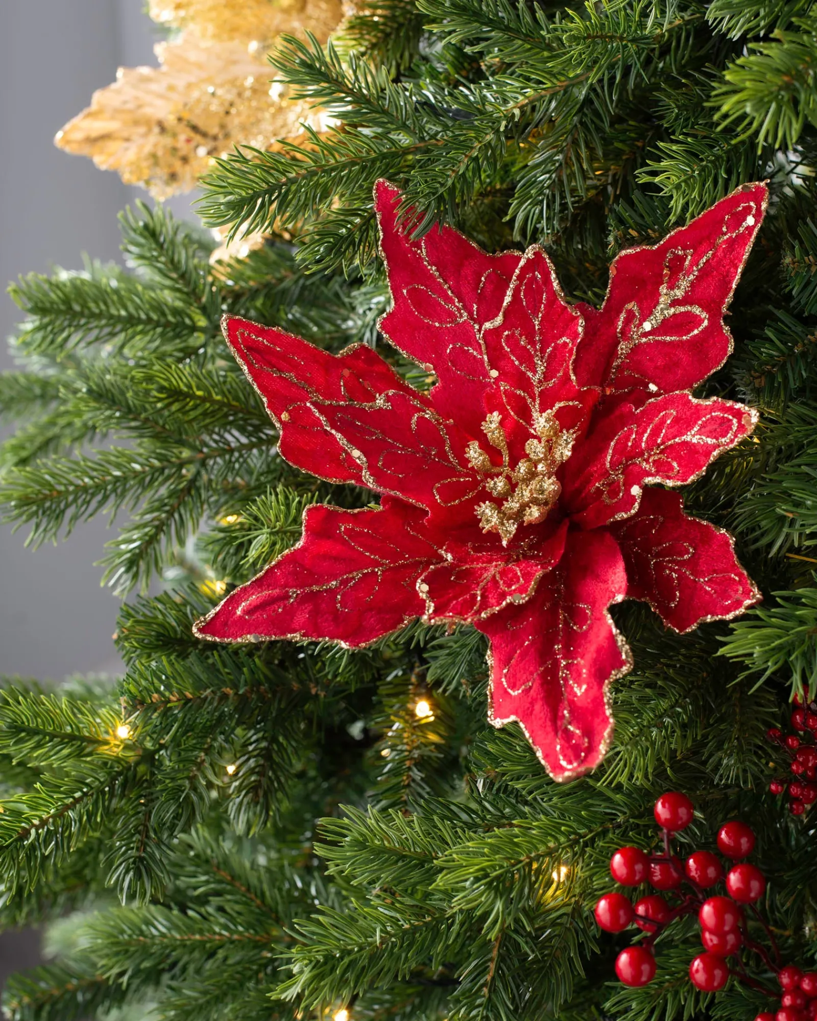 WeRChristmas Artificial Poinsettia Flower, Red, 30 Cm