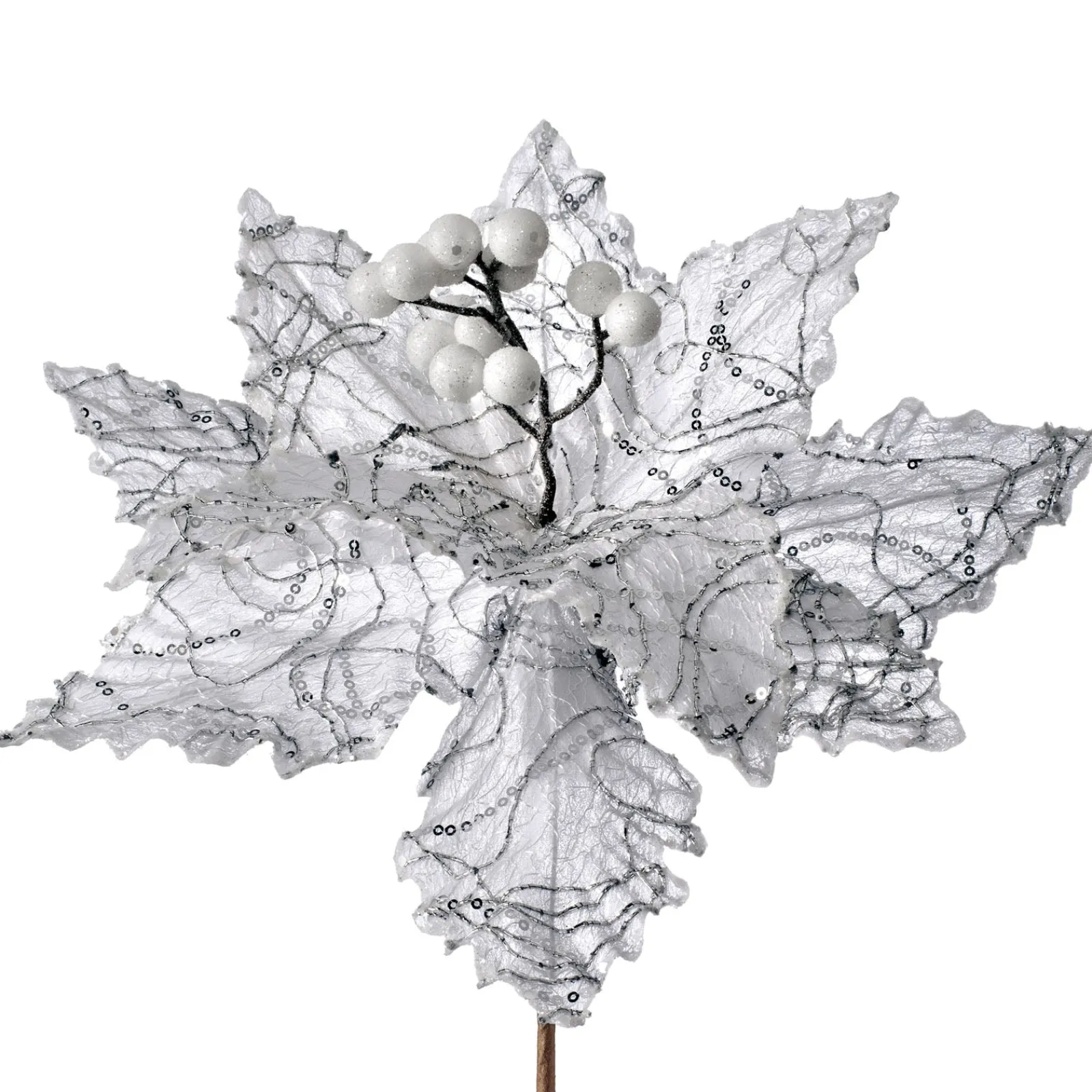WeRChristmas Artificial Poinsettia Flower, White, 32 Cm