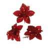 WeRChristmas Artificial Red Poinsettia Flower With Clip, 3 Pack, 12 Cm