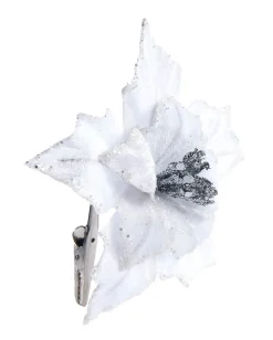 WeRChristmas Artificial White Poinsettia Flower With Clip, 3 Pack, 12 Cm