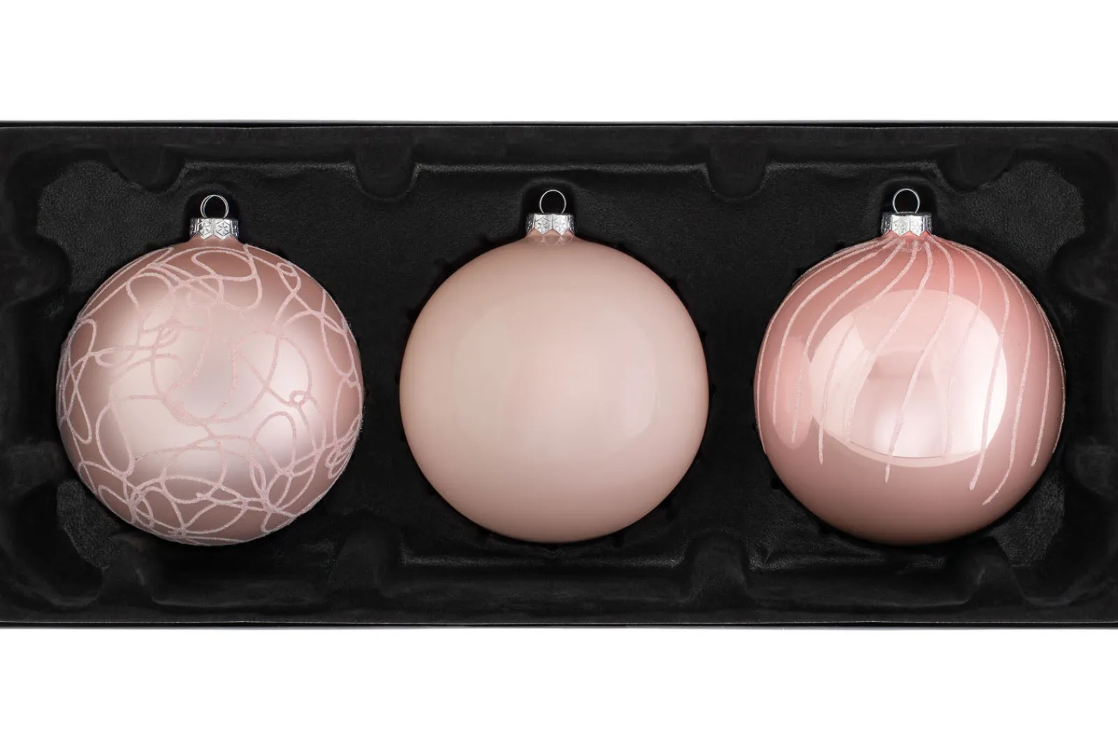WeRChristmas Baby Pink Glass Baubles, 3 Pack, 13 Cm