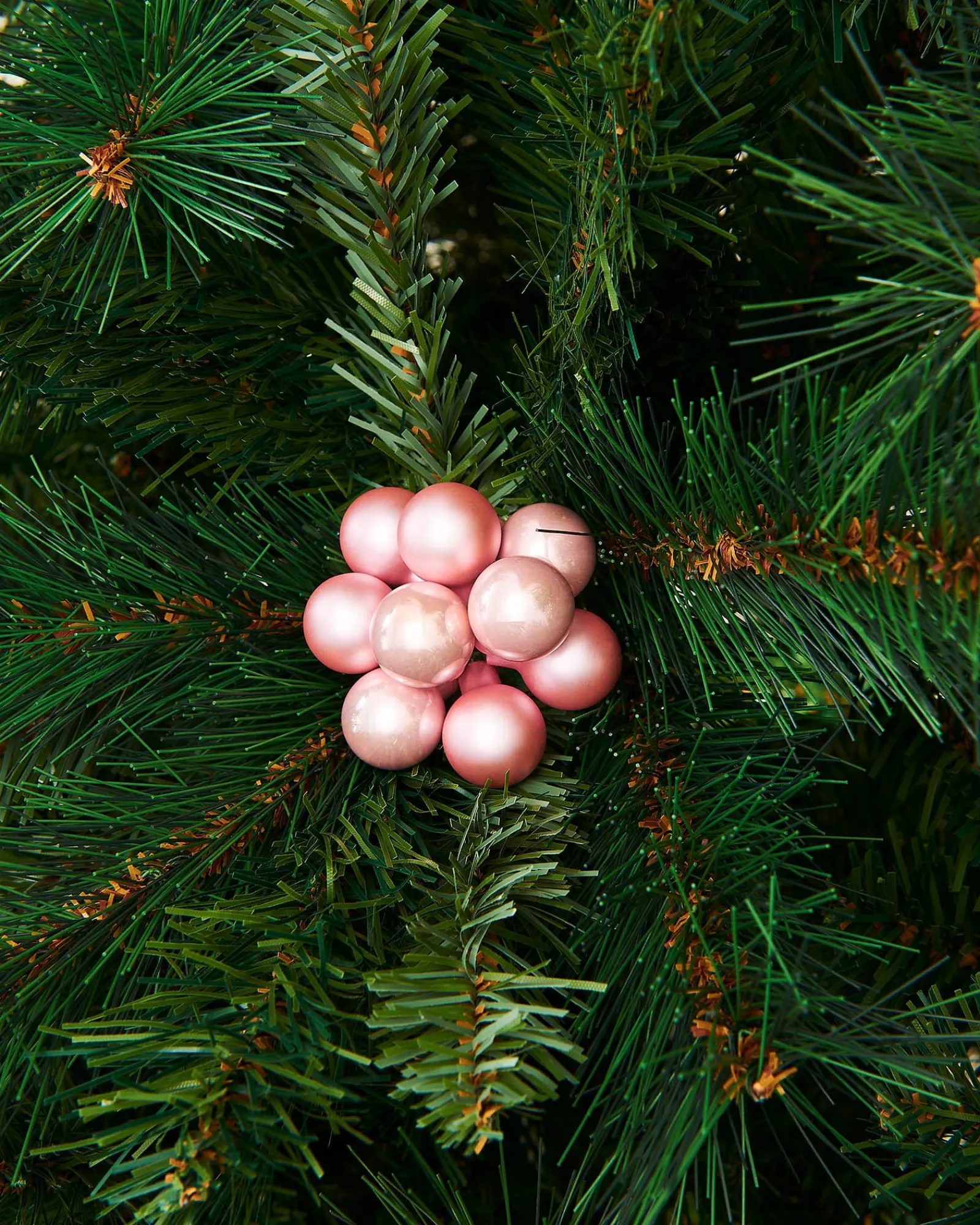 WeRChristmas Baby Pink Glass Berry Cluster Baubles, 10 Pack