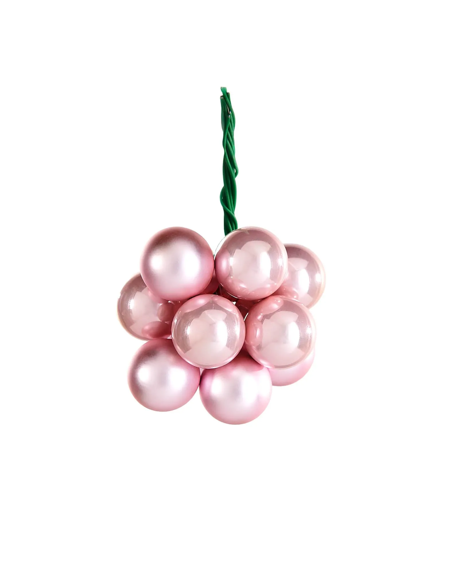 WeRChristmas Baby Pink Glass Berry Cluster Baubles, 10 Pack