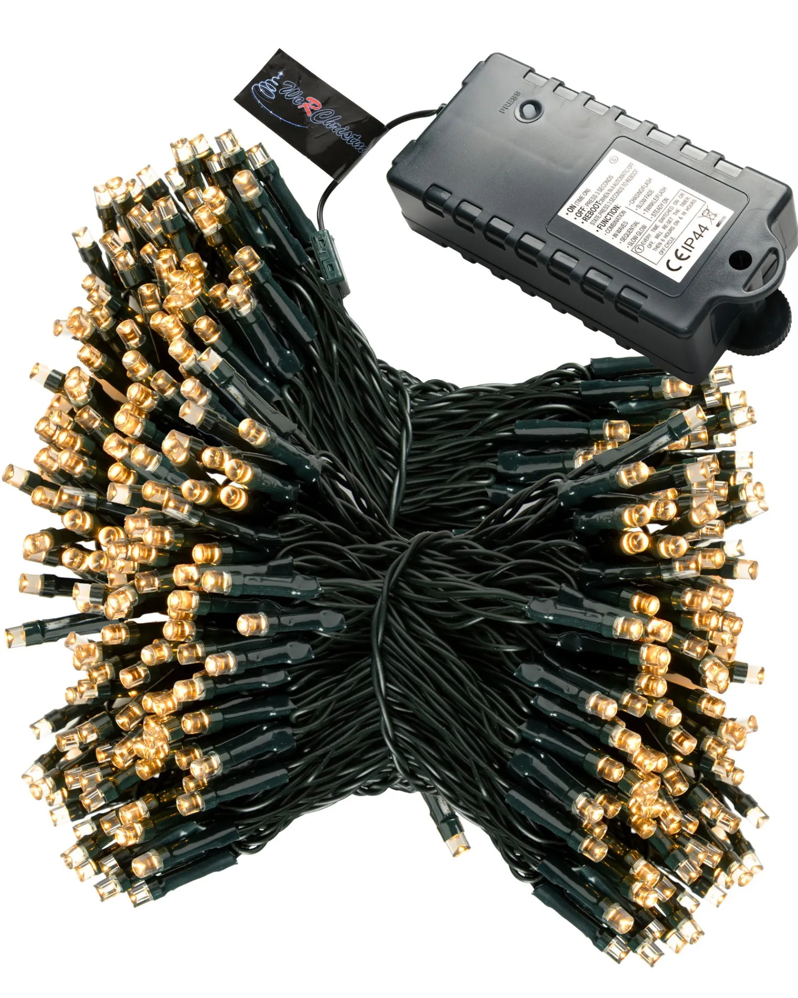 WeRChristmas Battery Operated Multi-Function 100 LED Light String With Timer, Warm White