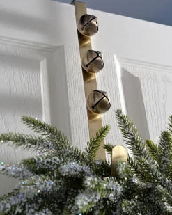 WeRChristmas Bells Wreath Door Hanger, Antique Gold, 38 Cm