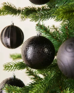 WeRChristmas Black Shatterproof Baubles, 16 Pack, 8 Cm