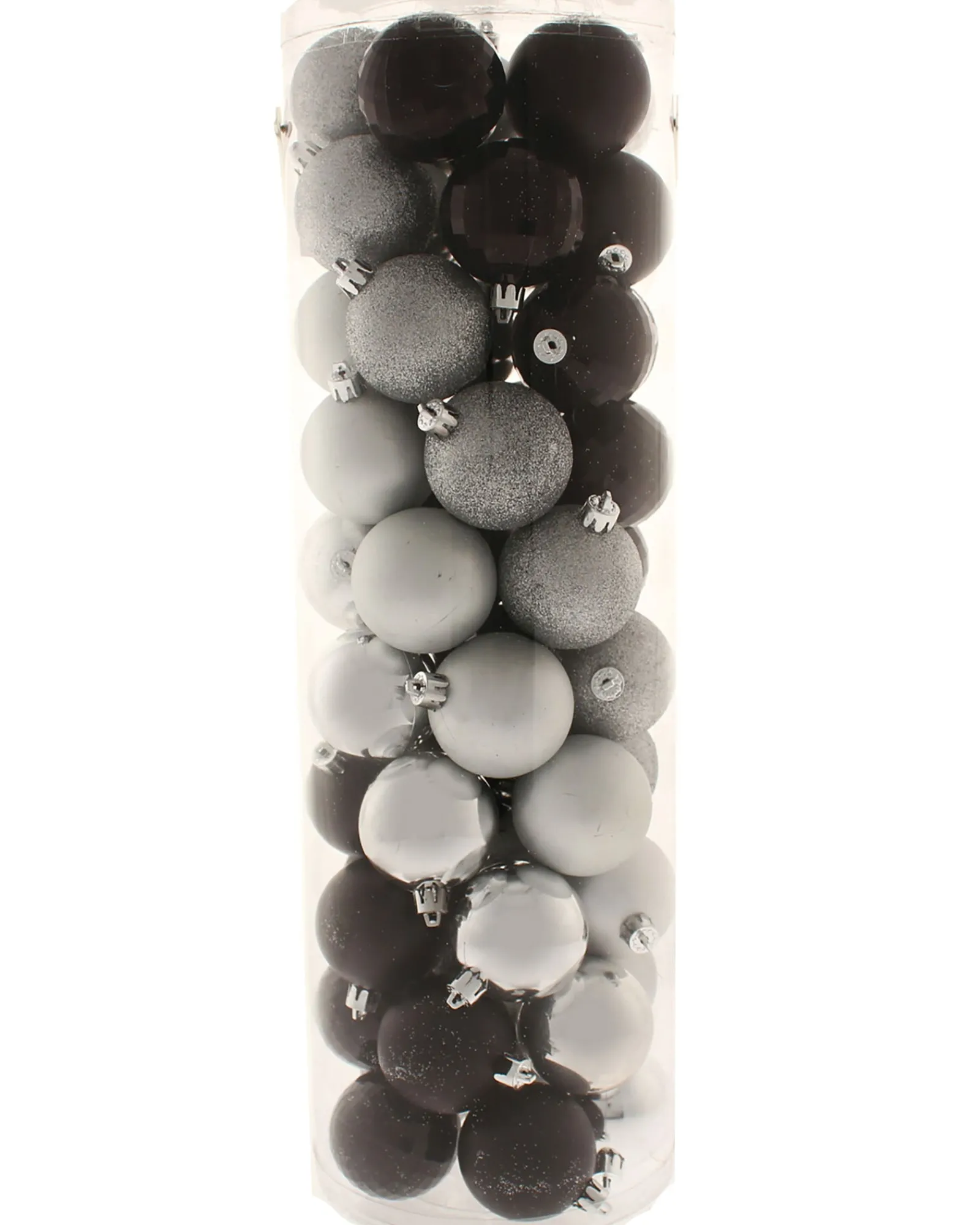 WeRChristmas Black/Silver Shatterproof Baubles, 50 Pack