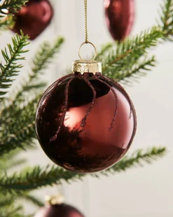 WeRChristmas Burgundy Glass Baubles, 20 Pack