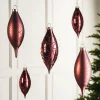 WeRChristmas Burgundy Glass Baubles, 5 Pack, 15 Cm