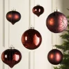 WeRChristmas Burgundy Glass Baubles, 6 Pack, 10 Cm