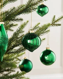 WeRChristmas Christmas Green Glass Baubles, 20 Pack