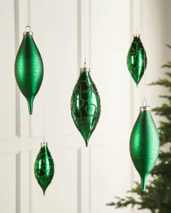 WeRChristmas Christmas Green Glass Baubles, 5 Pack, 15 Cm