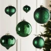WeRChristmas Christmas Green Glass Baubles, 6 Pack, 10 Cm