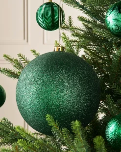 WeRChristmas Christmas Green Large Glitter Shatterproof Bauble, 20 Cm