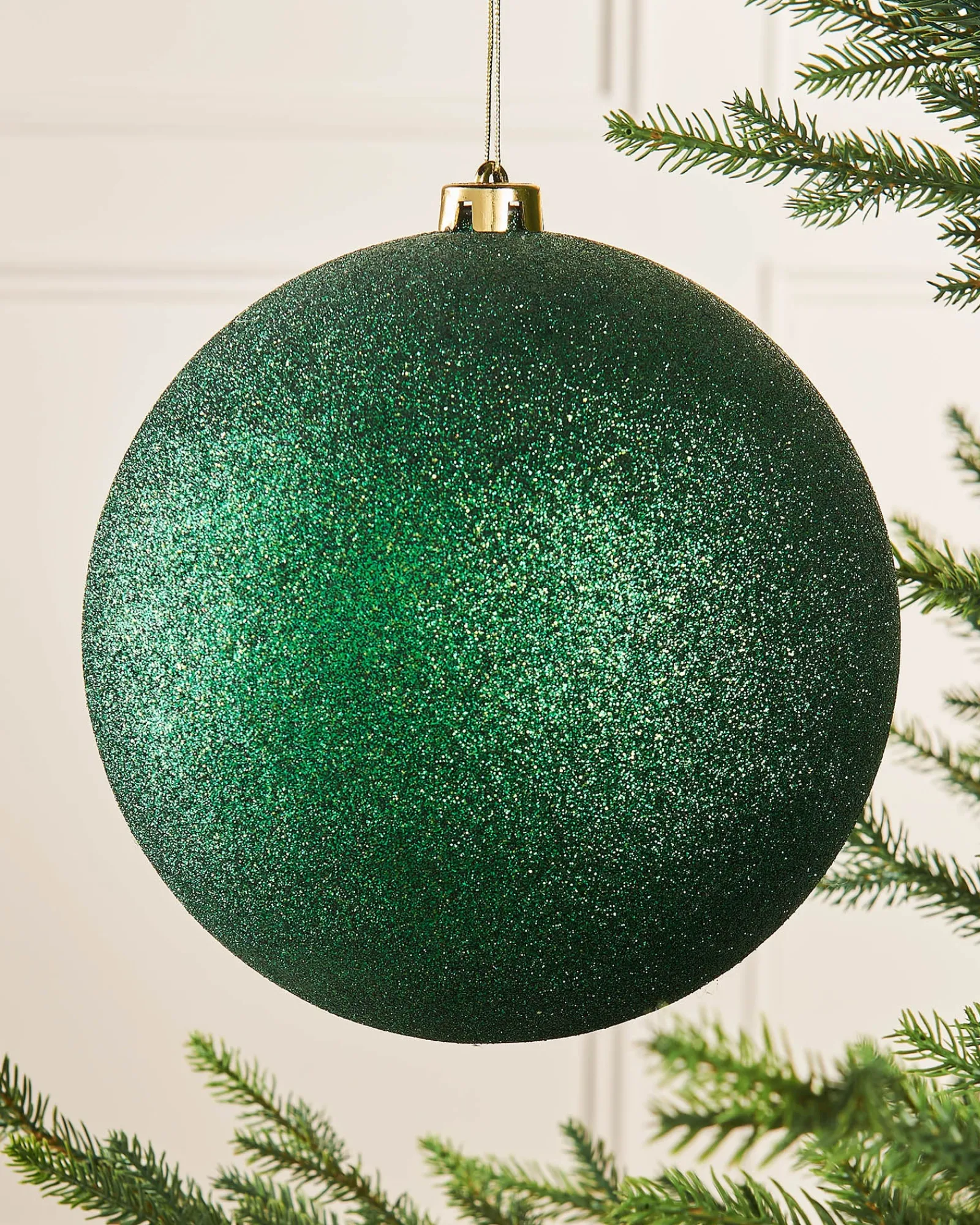 WeRChristmas Christmas Green Large Glitter Shatterproof Bauble, 20 Cm