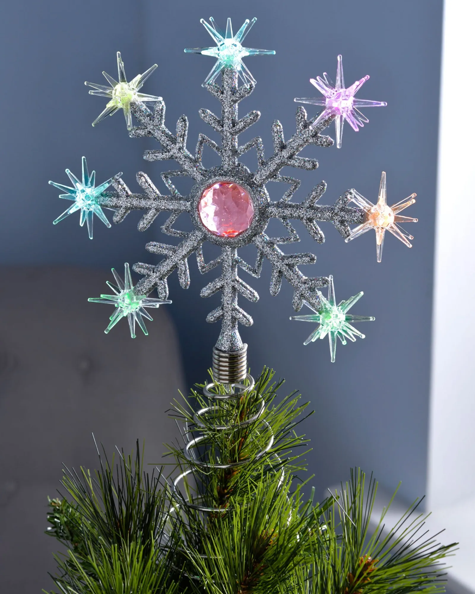 WeRChristmas Colour Changing Snowflake Christmas Tree Topper, 29 Cm
