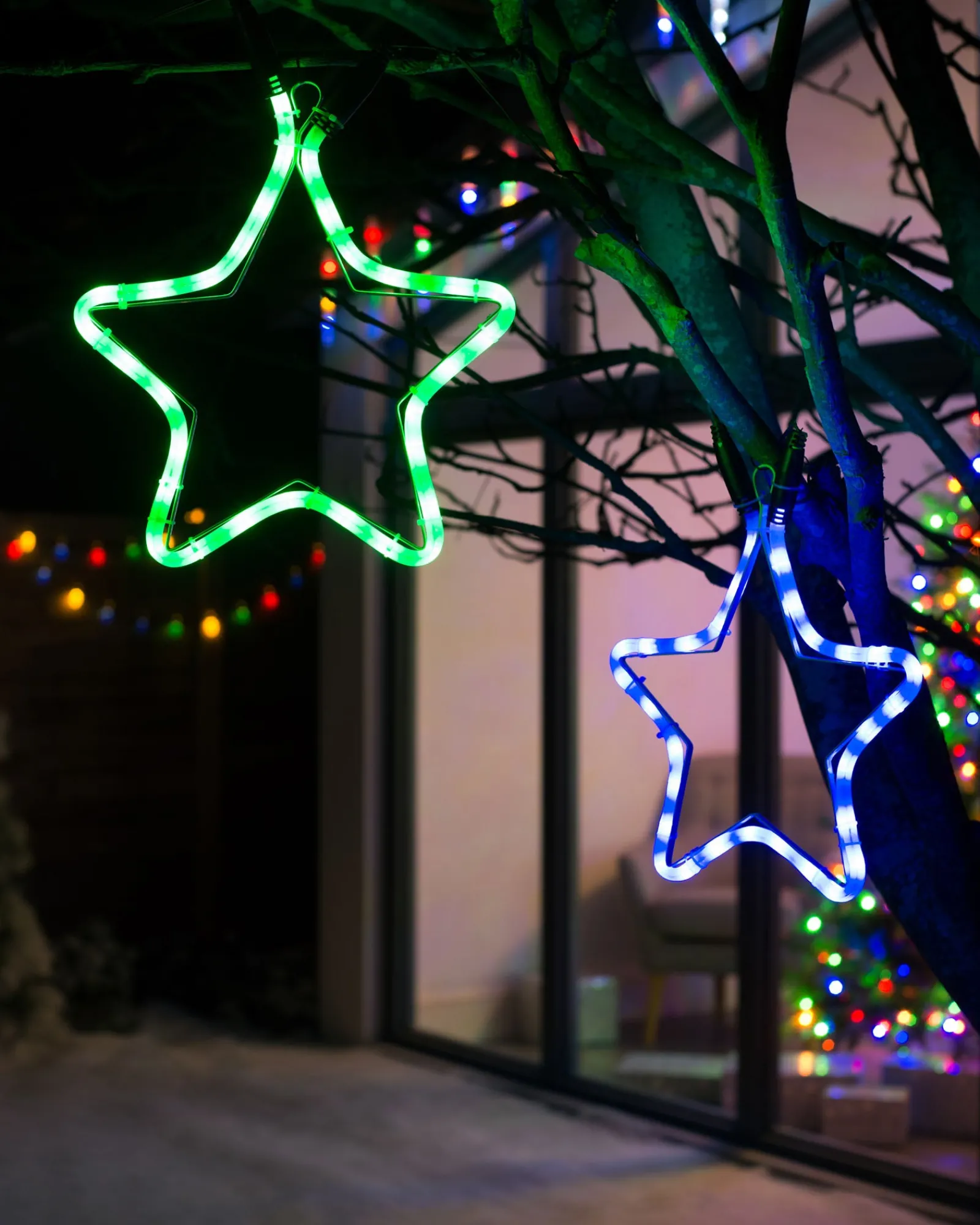 WeRChristmas Connectable Star Rope Light Silhouette, Blue, 32 Cm