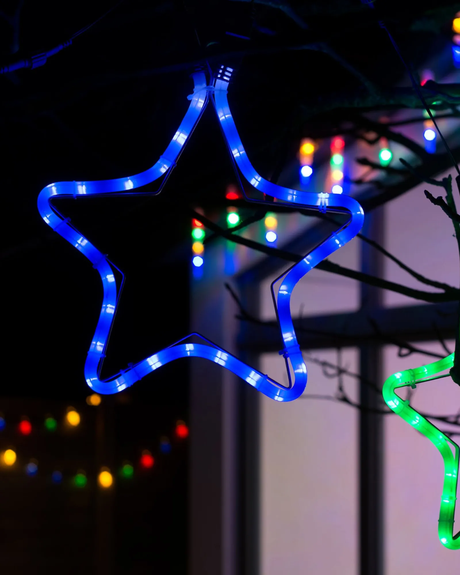 WeRChristmas Connectable Star Rope Light Silhouette, Blue, 32 Cm