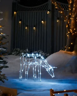 WeRChristmas 3D Twinkling Grazing Reindeer Silhouette, White, 68 Cm