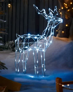 WeRChristmas 3D Twinkling Standing Reindeer Silhouette, White, 78 Cm